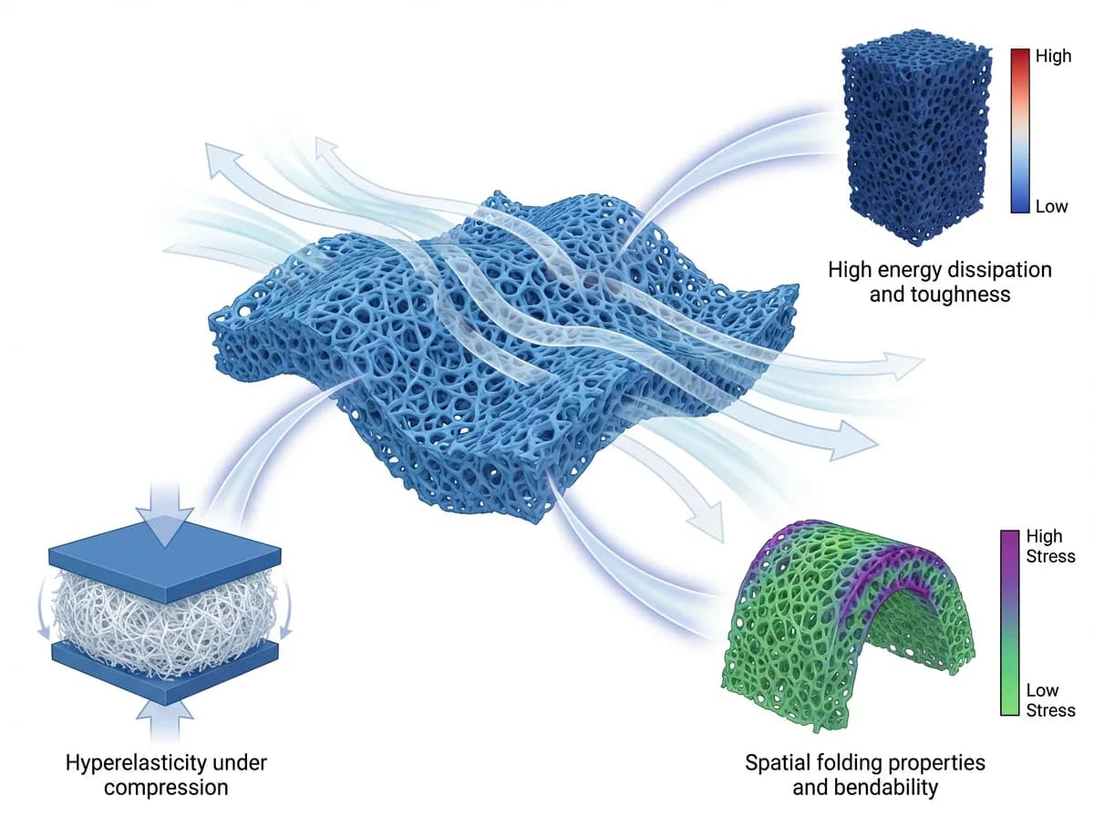 3D illustration of nanofibrous cellular structure mechanics