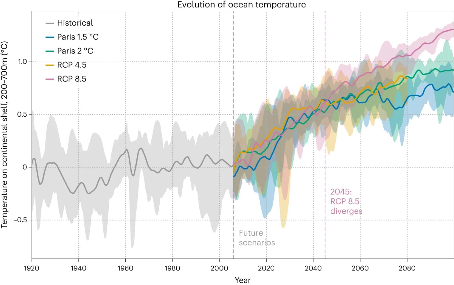 Ocean temperature projections under multiple climate scenarios