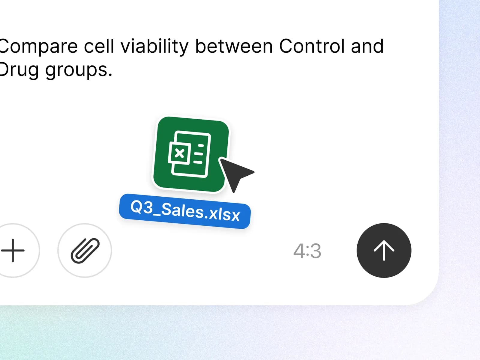 Prompt comparing cell viability, with an Excel spreadsheet attached